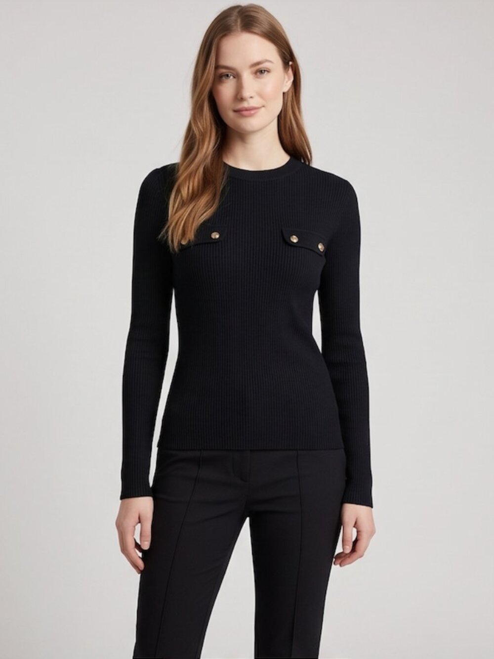 Zara Black Rib Knit Top